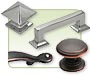 A large selection of kitchen cabinet knobs and cabinet pulls.